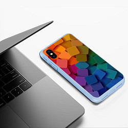 Чехол iPhone XS Max матовый Яркий щит, цвет: 3D-голубой — фото 2