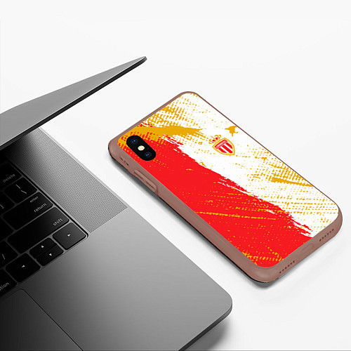 Чехол iPhone XS Max матовый Fc monaco фк монако краска / 3D-Коричневый – фото 3