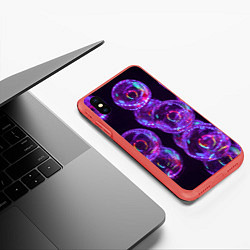 Чехол iPhone XS Max матовый Неоновые сюрреалистичные пузыри - Фиолетовый, цвет: 3D-красный — фото 2