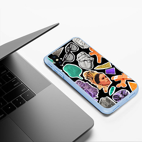 Чехол iPhone XS Max матовый Underground pattern Fashion trend / 3D-Голубой – фото 3