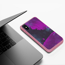 Чехол iPhone XS Max матовый Акварельная абстракция фуксия, цвет: 3D-малиновый — фото 2