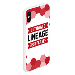 Чехол iPhone XS Max матовый Lineage: красные таблички Best Player и Ultimate, цвет: 3D-белый — фото 2