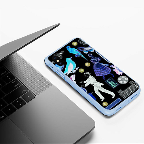 Чехол iPhone XS Max матовый Underground pattern Fashion 2077 / 3D-Голубой – фото 3