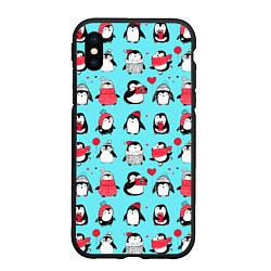 Чехол iPhone XS Max матовый PENGUINS ON THE POSITIVE, цвет: 3D-черный