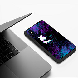 Чехол iPhone XS Max матовый Marshmello neon пламя, цвет: 3D-черный — фото 2