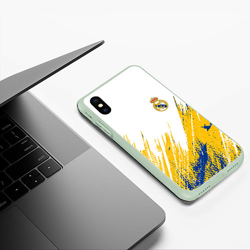Чехол iPhone XS Max матовый Real madrid краска / 3D-Салатовый – фото 3