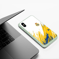 Чехол iPhone XS Max матовый Real madrid краска, цвет: 3D-салатовый — фото 2