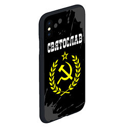 Чехол iPhone XS Max матовый Имя Святослав и желтый символ СССР со звездой, цвет: 3D-черный — фото 2