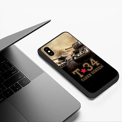 Чехол iPhone XS Max матовый Т-34 Танки Победы, цвет: 3D-черный — фото 2