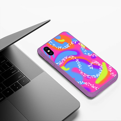 Чехол iPhone XS Max матовый Барби и Кен паттерн костюм / 3D-Фиолетовый – фото 3