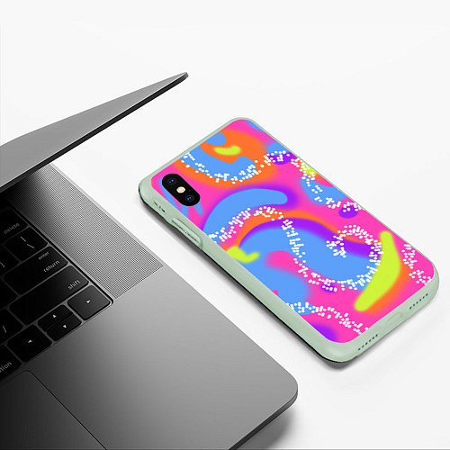 Чехол iPhone XS Max матовый Барби и Кен паттерн костюм / 3D-Салатовый – фото 3