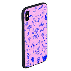 Чехол iPhone XS Max матовый Doodle different characters and elements, цвет: 3D-черный — фото 2