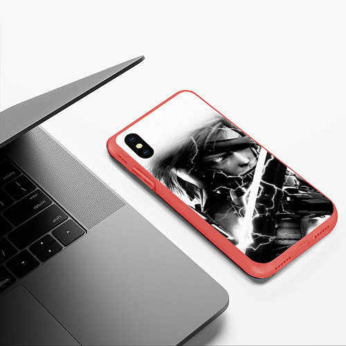 Чехол iPhone XS Max матовый МЕТАЛ ГИР СОЛИД- METAL GEAR / 3D-Красный – фото 3