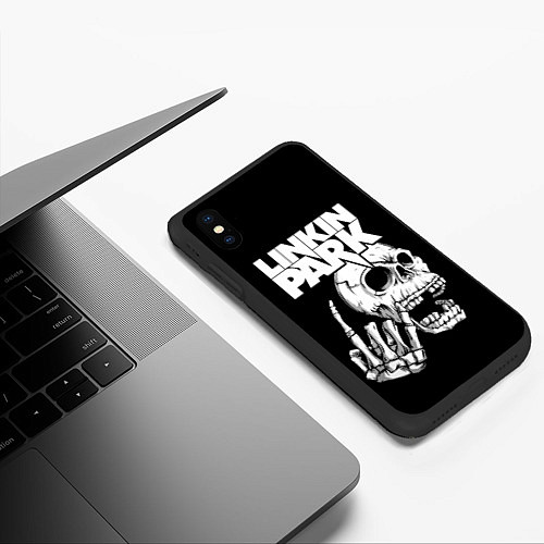 Чехол iPhone XS Max матовый Linkin Park Череп / 3D-Черный – фото 3