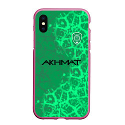 Чехол iPhone XS Max матовый Фанат ФК Ахмат, цвет: 3D-малиновый