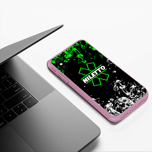Чехол iPhone XS Max матовый Нилето niletto текстура воды / 3D-Розовый – фото 3