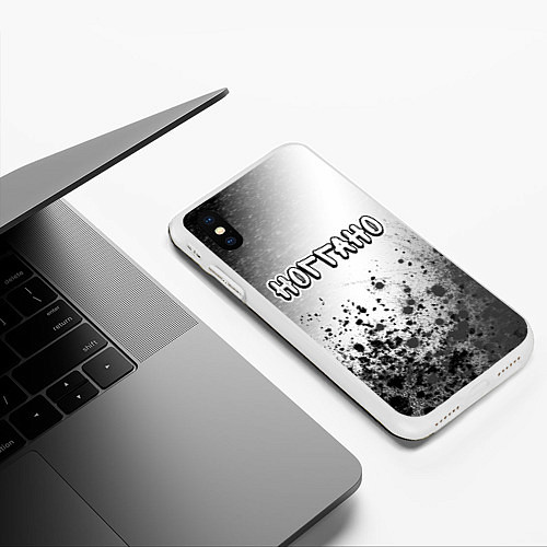 Чехол iPhone XS Max матовый Рэпер Ноггано в стиле граффити / 3D-Белый – фото 3