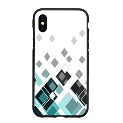 Чехол iPhone XS Max матовый Geometric pattern Геометрический узор ромбы, цвет: 3D-черный