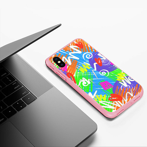 Чехол iPhone XS Max матовый Яркий геометрический принт на белом фоне / 3D-Баблгам – фото 3