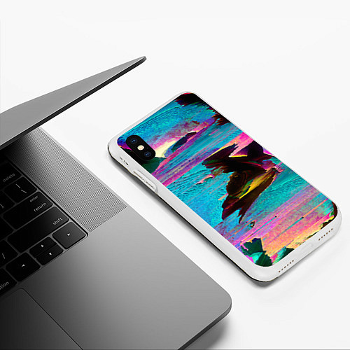 Чехол iPhone XS Max матовый Multicolored vanguard glitch / 3D-Белый – фото 3