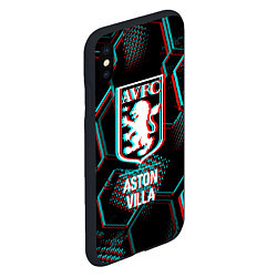 Чехол iPhone XS Max матовый Aston Villa FC в стиле Glitch на темном фоне, цвет: 3D-черный — фото 2