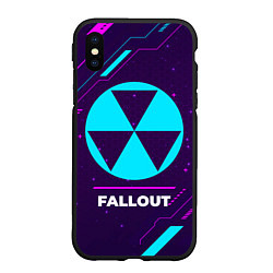 Чехол iPhone XS Max матовый Символ Fallout в неоновых цветах на темном фоне, цвет: 3D-черный