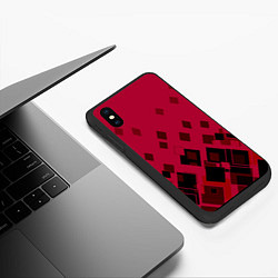 Чехол iPhone XS Max матовый Геометрический узор в красно-черных тонах, цвет: 3D-черный — фото 2
