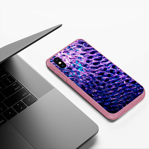 Чехол iPhone XS Max матовый Световая живопись - абстракция / 3D-Малиновый – фото 3