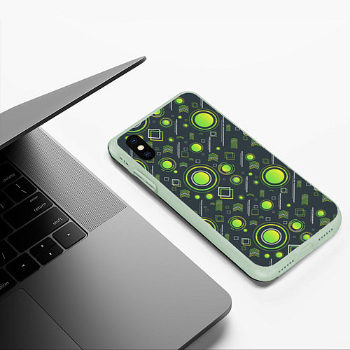 Чехол iPhone XS Max матовый Движение Геометрических Фигур / 3D-Салатовый – фото 3
