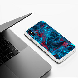 Чехол iPhone XS Max матовый Неоновые куски льда - Голубой и красный, цвет: 3D-белый — фото 2