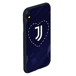 Чехол iPhone XS Max матовый Лого Juventus в сердечке на фоне мячей, цвет: 3D-черный — фото 2