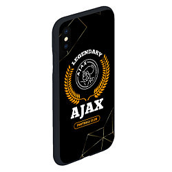 Чехол iPhone XS Max матовый Лого Ajax и надпись Legendary Football Club на тем, цвет: 3D-черный — фото 2