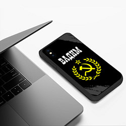 Чехол iPhone XS Max матовый Имя Вадим и желтый символ СССР со звездой, цвет: 3D-черный — фото 2