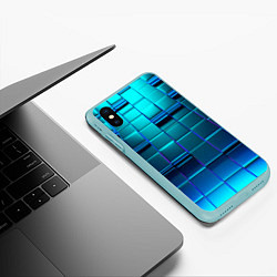 Чехол iPhone XS Max матовый BLUE SQUARES, цвет: 3D-мятный — фото 2