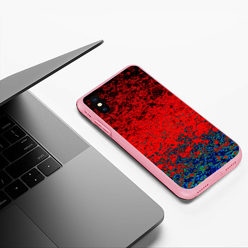 Чехол iPhone XS Max матовый Абстрактный узор мраморный красно-синий / 3D-Баблгам – фото 3