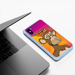 Чехол iPhone XS Max матовый Ape coin i love NFT, цвет: 3D-голубой — фото 2