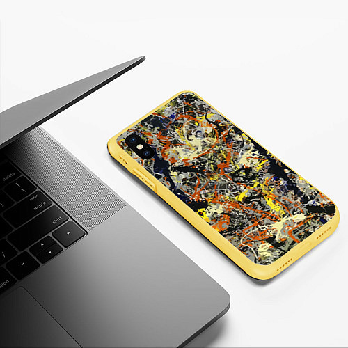 Чехол iPhone XS Max матовый Авангардный экспрессивный паттерн Fashion trend / 3D-Желтый – фото 3