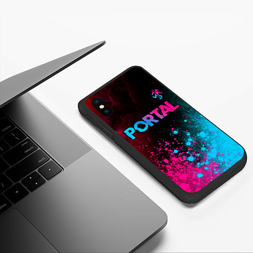 Чехол iPhone XS Max матовый Portal Neon Gradient / 3D-Черный – фото 3
