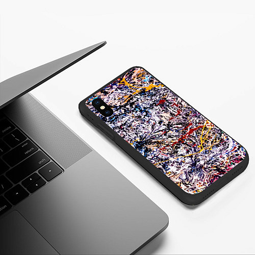 Чехол iPhone XS Max матовый Холст забрызганный краской Fashion trend / 3D-Черный – фото 3