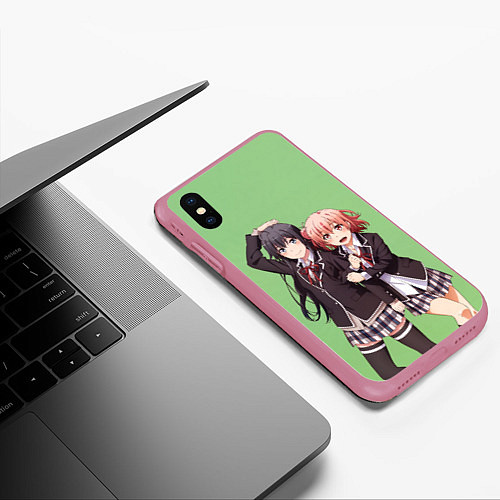 Чехол iPhone XS Max матовый Юи и Юкино OreGairu / 3D-Малиновый – фото 3