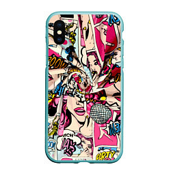 Чехол iPhone XS Max матовый Twisted pop atr pattern, цвет: 3D-мятный