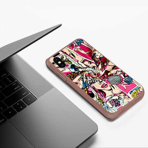 Чехол iPhone XS Max матовый Twisted pop atr pattern / 3D-Коричневый – фото 3