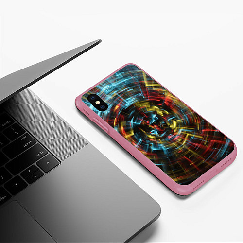 Чехол iPhone XS Max матовый Абстрактные шарообразные лучи - Жёлтый и красный / 3D-Малиновый – фото 3