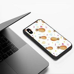 Чехол iPhone XS Max матовый Геометрические Фигуры и Ананасы, цвет: 3D-черный — фото 2