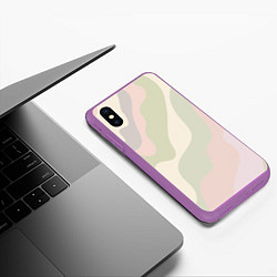 Чехол iPhone XS Max матовый Произвольные цветные полосы colored stripes, цвет: 3D-фиолетовый — фото 2