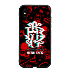 Чехол iPhone XS Max матовый Nickelback Rock Glitch, цвет: 3D-черный