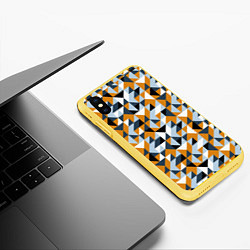 Чехол iPhone XS Max матовый Полигональный геометрический узор, цвет: 3D-желтый — фото 2