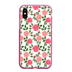 Чехол iPhone XS Max матовый SOFT PINK ROSES, цвет: 3D-малиновый