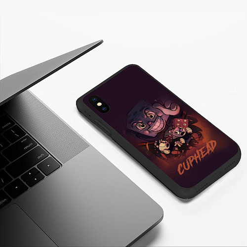 Чехол iPhone XS Max матовый Cuphead - Король кости / 3D-Черный – фото 3