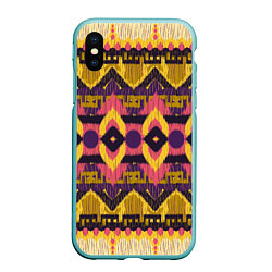 Чехол iPhone XS Max матовый Африканский узор орнамент из шерсти Africa Wool Pa, цвет: 3D-мятный